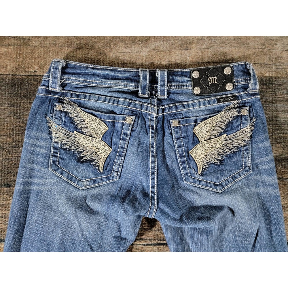 Miss Me Angel Wings Blue Denim Jeans 31 x 33  JP51637